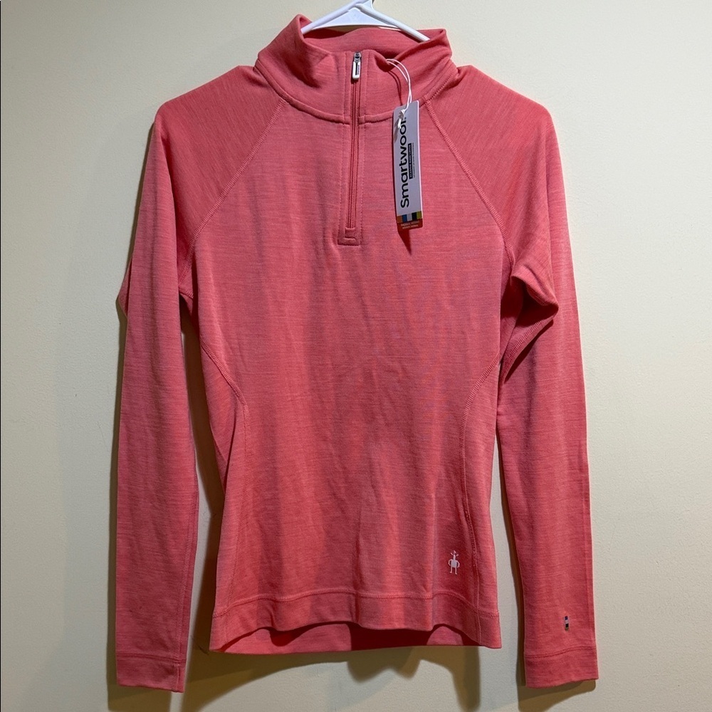 Women’s New Smartwool Classic Thermal Sunset Coral Half-Zip Sweatshirt
